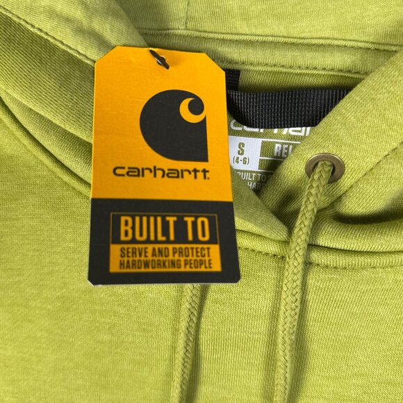 Carhartt Hoodie Womens Small Olive Green Relaxed Fit Midweight Spellout Workwear - Picture 10 of 11
